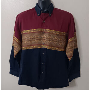 Rodeo Carte D'identite Men's Small Western Shirt Button Up L/S Cowboy Aztec